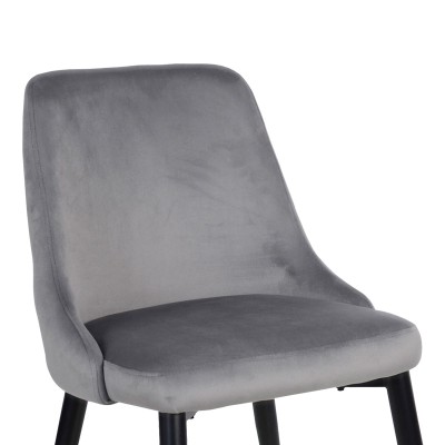 Καρέκλα Zedna pakoworld γκρι βελούδο με μαύρα μεταλλικά πόδια 51x58x84εκ