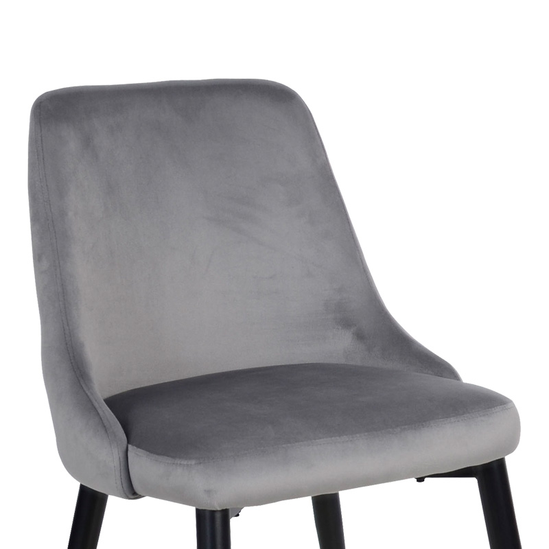 Καρέκλα Zedna pakoworld γκρι βελούδο με μαύρα μεταλλικά πόδια 51x58x84εκ