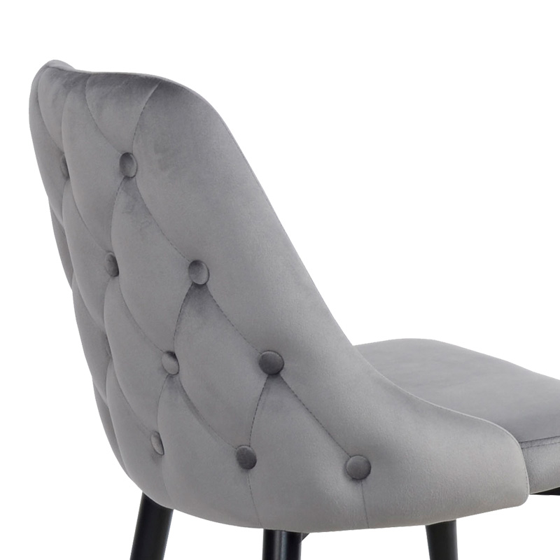 Καρέκλα Zedna pakoworld γκρι βελούδο με μαύρα μεταλλικά πόδια 51x58x84εκ