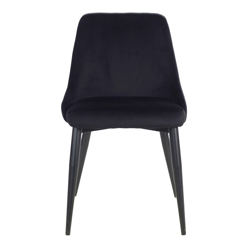 Καρέκλα Zedna pakoworld μαύρο βελούδο με μαύρα μεταλλικά πόδια 51x58x84εκ