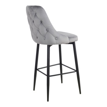 Σκαμπό μπαρ Zedna pakoworld γκρι βελούδο με μαύρα μεταλλικά πόδια 52x57x111εκ