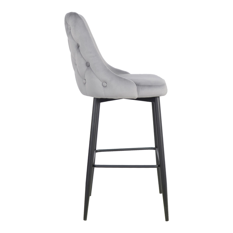 Σκαμπό μπαρ Zedna pakoworld γκρι βελούδο με μαύρα μεταλλικά πόδια 52x57x111εκ