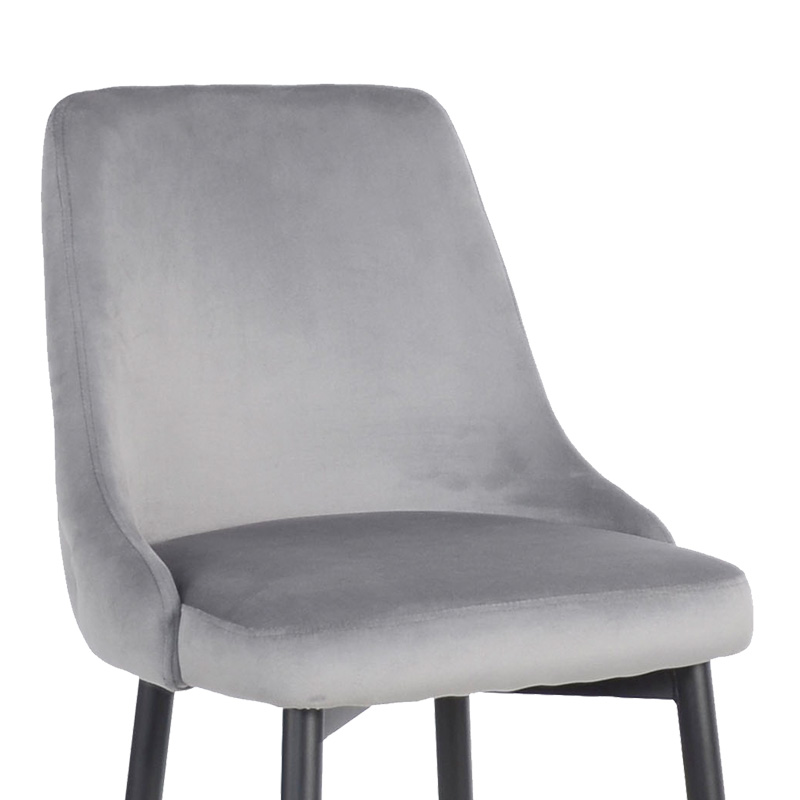 Σκαμπό μπαρ Zedna pakoworld γκρι βελούδο με μαύρα μεταλλικά πόδια 52x57x111εκ