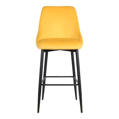 Σκαμπό μπαρ Zedna pakoworld κίτρινο βελούδο με μαύρα μεταλλικά πόδια 52x57x111εκ