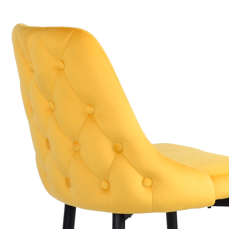Σκαμπό μπαρ Zedna pakoworld κίτρινο βελούδο με μαύρα μεταλλικά πόδια 52x57x111εκ