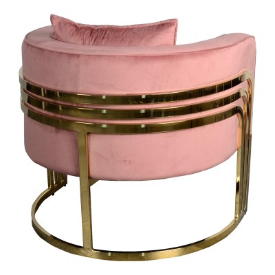 Πολυθρόνα Roblu pakoworld χρυσό μέταλλο και βελούδο σε απόχρωση σάπιο μήλο 72x77.4x70εκ