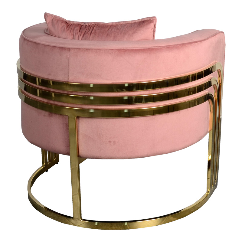 Πολυθρόνα Roblu pakoworld χρυσό μέταλλο και βελούδο σε απόχρωση σάπιο μήλο 72x77.4x70εκ
