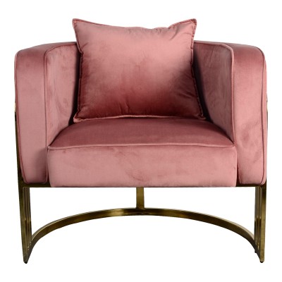 Πολυθρόνα Roblu pakoworld χρυσό μέταλλο και βελούδο σε απόχρωση σάπιο μήλο 72x77.4x70εκ