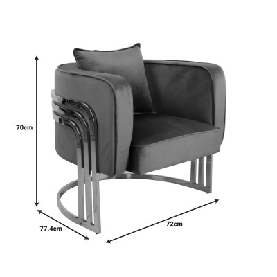 Πολυθρόνα Roblu pakoworld χρυσό μέταλλο και βελούδο σε απόχρωση σάπιο μήλο 72x77.4x70εκ