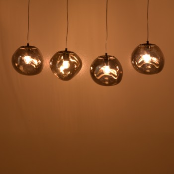 Φωτιστικό οροφής τετράφωτο Vidro pakoworld E27 σε χρυσή απόχρωση 60x15x80εκ