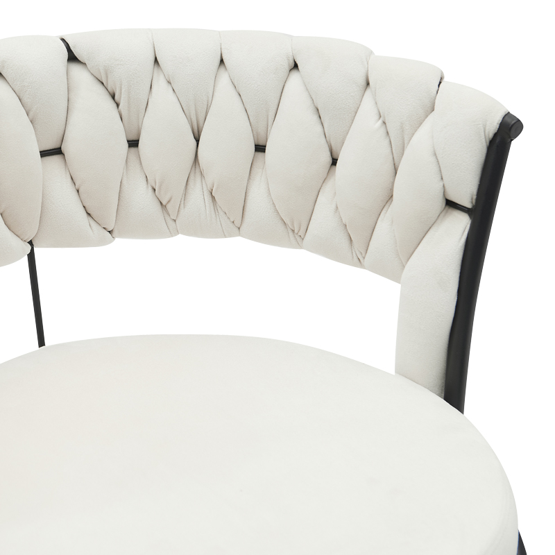 Σκαμπό μπαρ Alkia pakoworld περιστρεφόμενο σε μπεζ βελούδο με μαύρα πόδια μέταλλο 58x55x90εκ