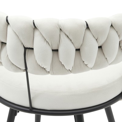 Σκαμπό μπαρ Alkia pakoworld περιστρεφόμενο σε μπεζ βελούδο με μαύρα πόδια μέταλλο 58x55x90εκ