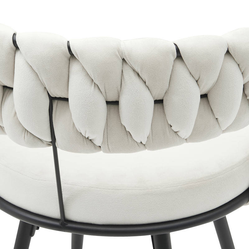 Σκαμπό μπαρ Alkia pakoworld περιστρεφόμενο σε μπεζ βελούδο με μαύρα πόδια μέταλλο 58x55x90εκ