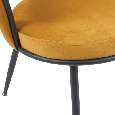 Πολυθρόνα Alkia pakoworld σε κίτρινο βελούδο με μαύρο πόδι μέταλλο 60x57x68εκ