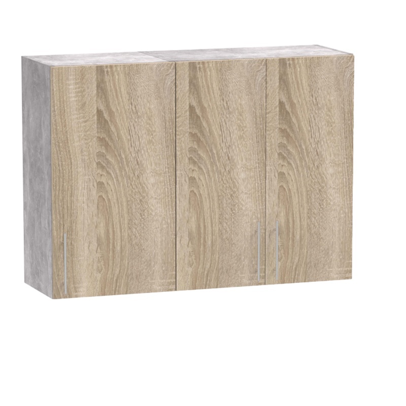 Σύνθεση κουζίνας Festa I pakoworld μελαμίνη σε sonoma απόχρωση και πάγκο σε ανοιχτό γκρι 100x60x85εκ