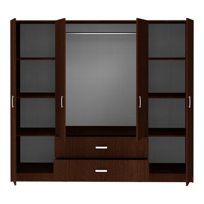 Ντουλάπα τετράφυλλη Royal pakoworld με συρτάρια wenge 200x58x177εκ