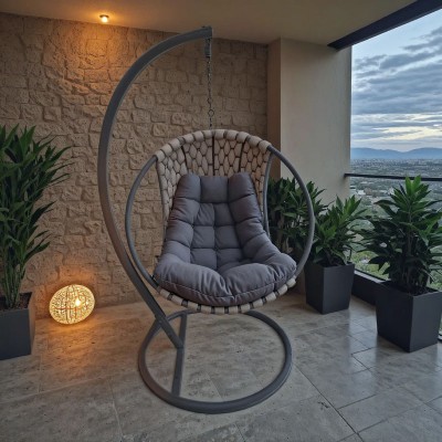 Κούνια φωλιά με βάση Makito pakoworld μέταλλο-pvc σε γκρι απόχρωση 100x105x195εκ