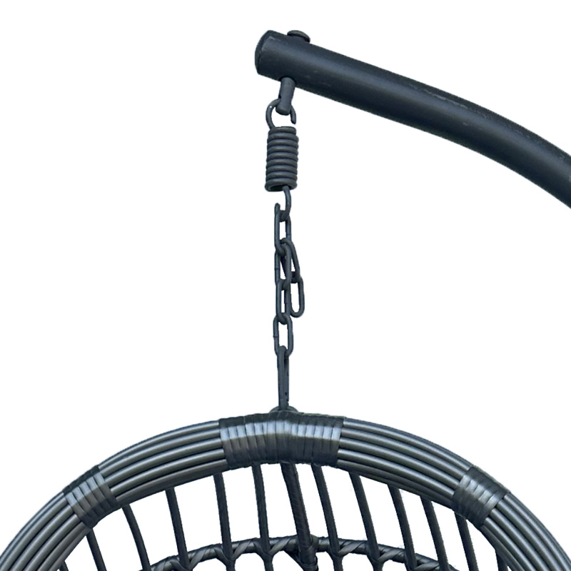 Κούνια φωλιά με βάση Cungo pakoworld μέταλλο ανθρακί pe rattan σε γκρι απόχρωση 125x105x195εκ