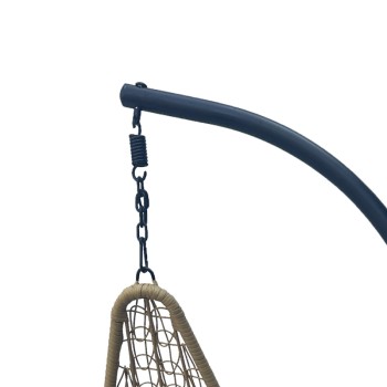 Κούνια φωλιά με βάση Soleil pakoworld μέταλλο μαύρο- pe rattan φυσικό με μαύρο μαξιλάρι 120x95x195εκ