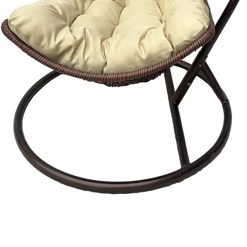 Κούνια φωλιά με βάση Soleil pakoworld μέταλλο καφέ- pe rattan καφέ με μπεζ μαξιλάρι 120x95x195εκ