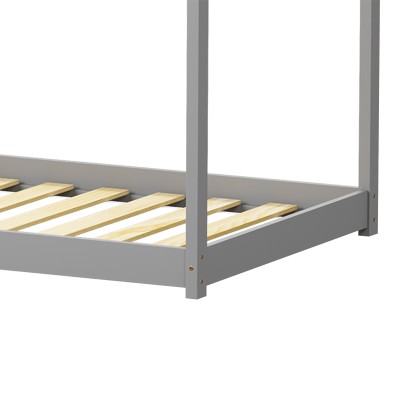 Παιδικό κρεβάτι Nino τ. Montessori pakoworld ξύλο πεύκου σε γκρι απόχρωση 90x190εκ