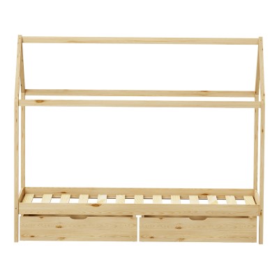 Παιδικό κρεβάτι Mellin τ. Montessori με 2 συρτάρια pakoworld ξύλο πεύκου σε φυσική απόχρωση 90x190εκ