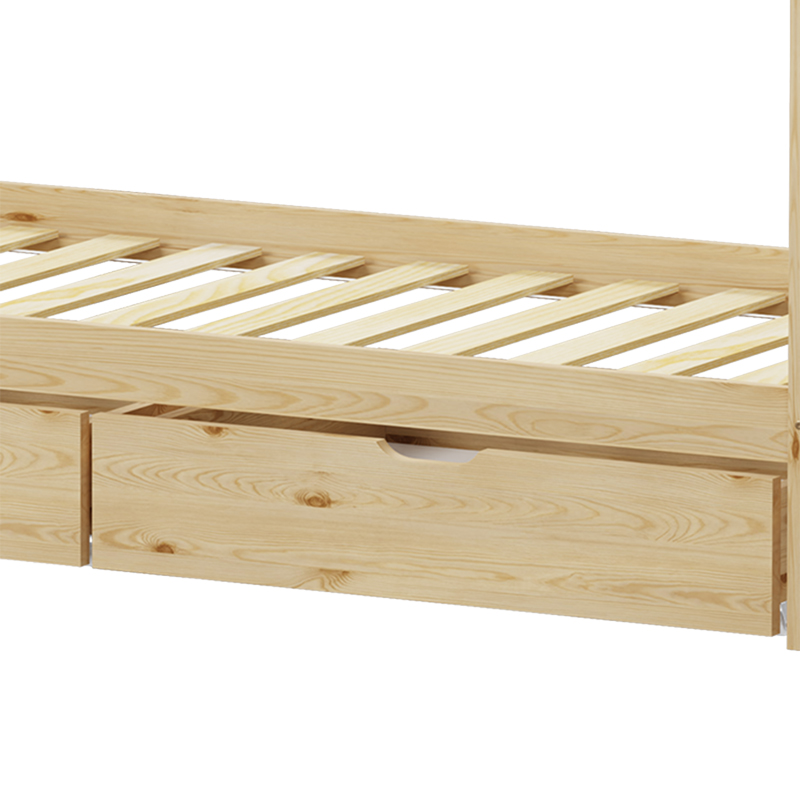 Παιδικό κρεβάτι Mellin τ. Montessori με 2 συρτάρια pakoworld ξύλο πεύκου σε φυσική απόχρωση 90x190εκ