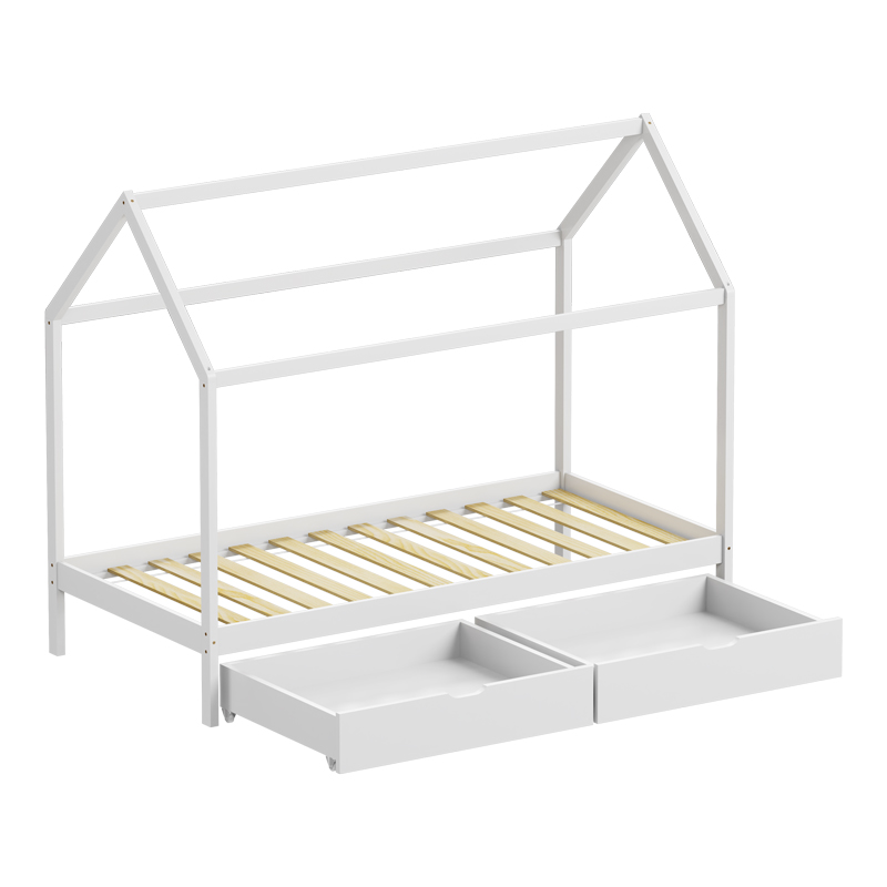 Παιδικό κρεβάτι Mellin τ. Montessori με 2 συρτάρια pakoworld ξύλο πεύκου σε λευκή απόχρωση 90x190εκ