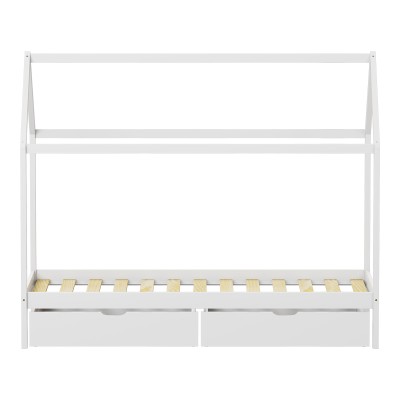 Παιδικό κρεβάτι Mellin τ. Montessori με 2 συρτάρια pakoworld ξύλο πεύκου σε λευκή απόχρωση 90x190εκ