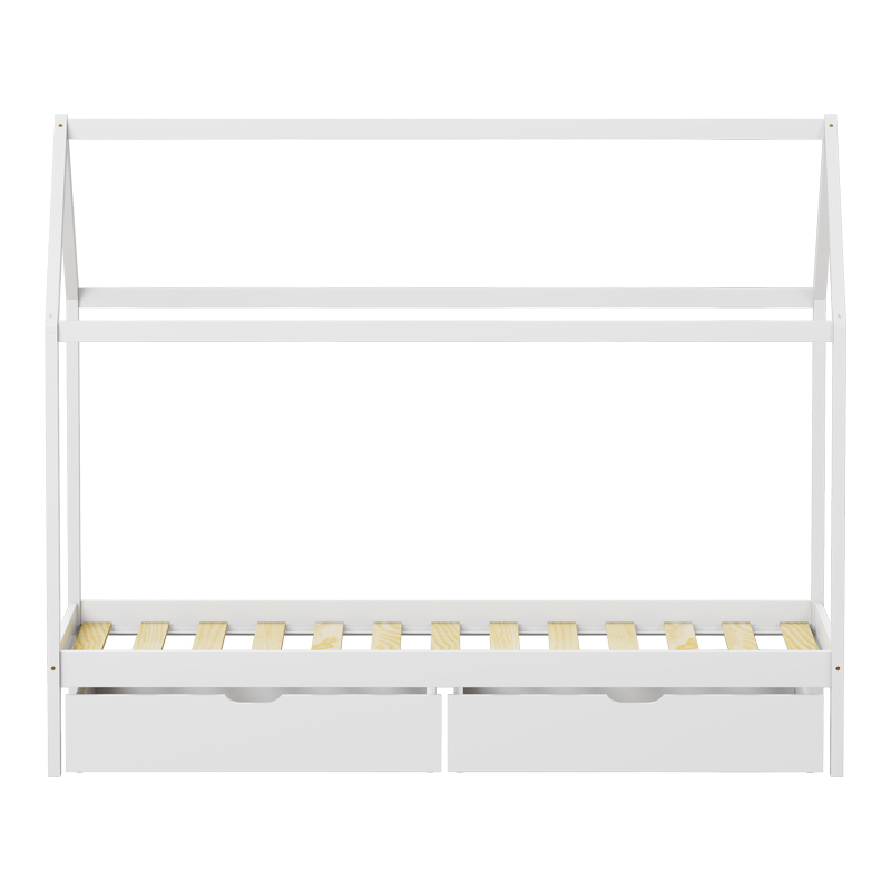 Παιδικό κρεβάτι Mellin τ. Montessori με 2 συρτάρια pakoworld ξύλο πεύκου σε λευκή απόχρωση 90x190εκ