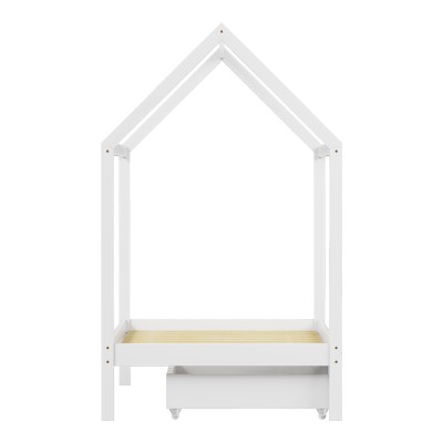 Παιδικό κρεβάτι Mellin τ. Montessori με 2 συρτάρια pakoworld ξύλο πεύκου σε λευκή απόχρωση 90x190εκ