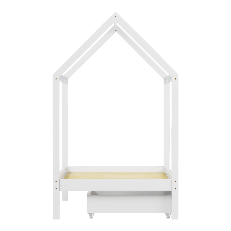 Παιδικό κρεβάτι Mellin τ. Montessori με 2 συρτάρια pakoworld ξύλο πεύκου σε λευκή απόχρωση 90x190εκ