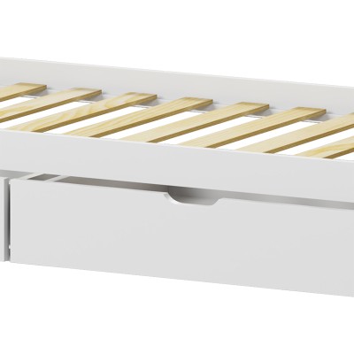 Παιδικό κρεβάτι Mellin τ. Montessori με 2 συρτάρια pakoworld ξύλο πεύκου σε λευκή απόχρωση 90x190εκ