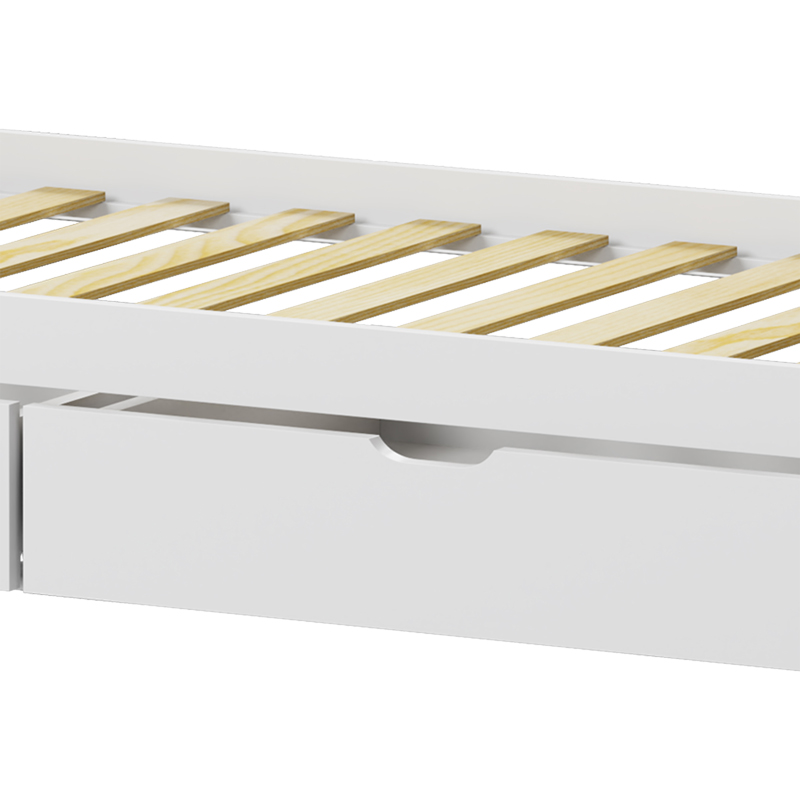 Παιδικό κρεβάτι Mellin τ. Montessori με 2 συρτάρια pakoworld ξύλο πεύκου σε λευκή απόχρωση 90x190εκ