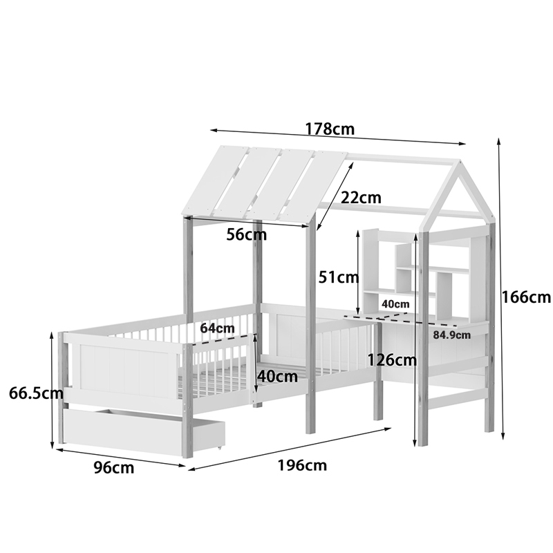 Παιδικό κρεβάτι Bedria pakoworld τ. Montessori ξύλο σε λευκή-φυσική απόχρωση 90x190εκ
