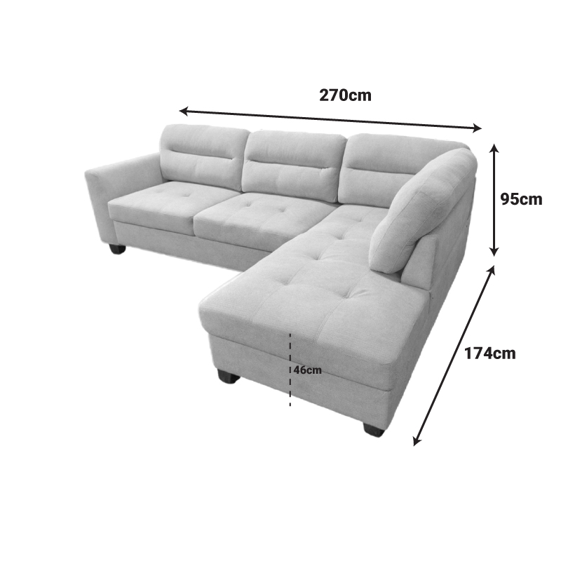 Γωνιακός καναπές αριστερή γωνία Camile pakoworld ύφασμα σε μπεζ απόχρωση 270x174x95εκ