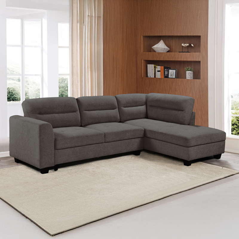 Γωνιακός καναπές αριστερή γωνία Camile pakoworld ύφασμα σε ανθρακί απόχρωση 270x174x95εκ