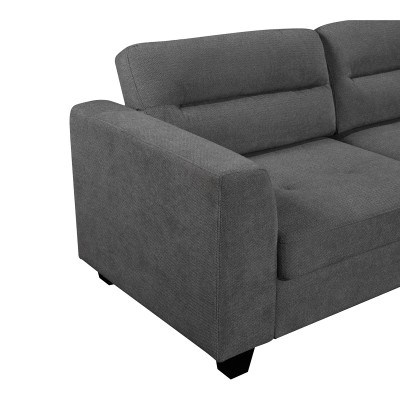 Γωνιακός καναπές αριστερή γωνία Camile pakoworld ύφασμα σε ανθρακί απόχρωση 270x174x95εκ