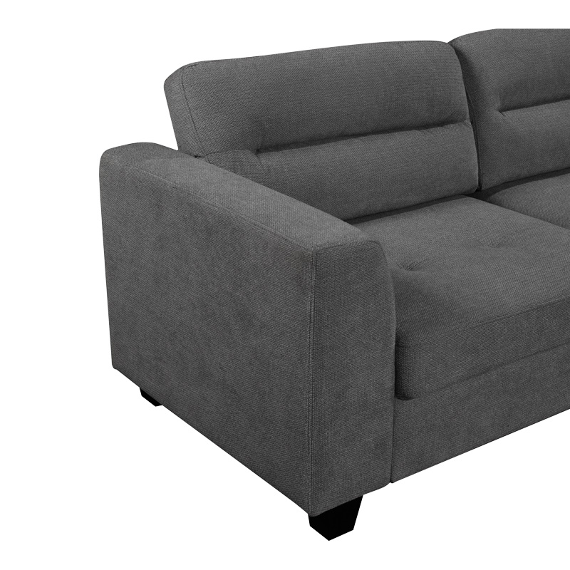 Γωνιακός καναπές αριστερή γωνία Camile pakoworld ύφασμα σε ανθρακί απόχρωση 270x174x95εκ