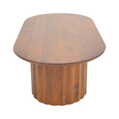 Τραπέζι σαλονιού Flute pakoworld μασίφ ξύλο μάνγκο καρυδί 130x65x40εκ