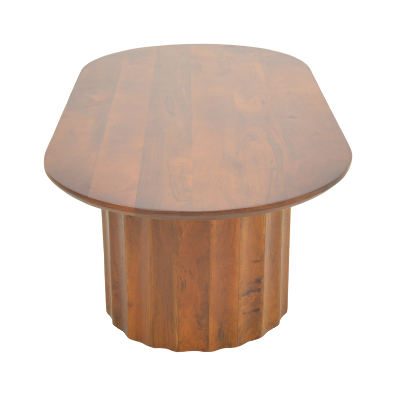 Τραπέζι σαλονιού Flute pakoworld μασίφ ξύλο μάνγκο καρυδί 130x65x40εκ