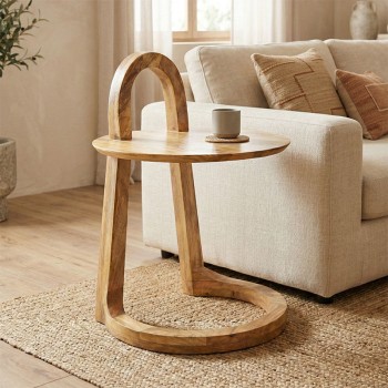 Βοηθητικό τραπέζι Kallos pakoworld μασίφ ξύλο μάνγκο σε φυσική απόχρωση 45x45x60εκ