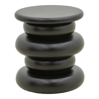 Βοηθητικό τραπέζι Circena pakoworld μασίφ μάνγκο ξύλο μαύρο Φ40x45εκ