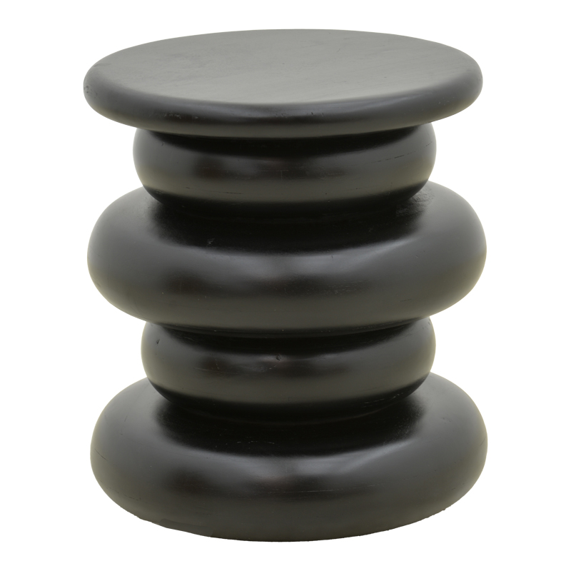 Βοηθητικό τραπέζι Circena pakoworld μασίφ μάνγκο ξύλο μαύρο Φ40x45εκ