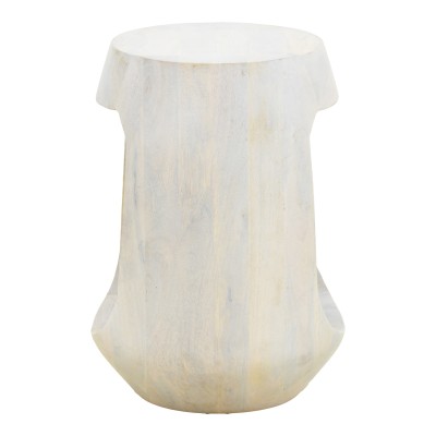 Βοηθητικό τραπέζι Lenora pakoworld μασίφ μάνγκο ξύλο λευκό Φ33x45εκ