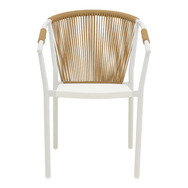 Πολυθρόνα στοιβαζόμενη Convince pakoworld αλουμίνιο λευκό σκελετό-textilene-pe rattan σε φυσική απόχρωση 56x63x82εκ