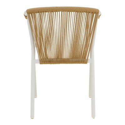 Πολυθρόνα στοιβαζόμενη Convince pakoworld αλουμίνιο λευκό σκελετό-textilene-pe rattan σε φυσική απόχρωση 56x63x82εκ