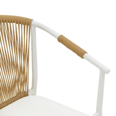 Πολυθρόνα στοιβαζόμενη Convince pakoworld αλουμίνιο λευκό σκελετό-textilene-pe rattan σε φυσική απόχρωση 56x63x82εκ