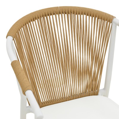 Πολυθρόνα στοιβαζόμενη Convince pakoworld αλουμίνιο λευκό σκελετό-textilene-pe rattan σε φυσική απόχρωση 56x63x82εκ