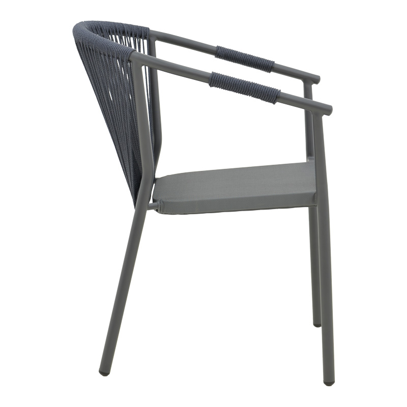 Πολυθρόνα στοιβαζόμενη Convince pakoworld γκρι αλουμίνιο-pe rattan ανθρακί-textilene σε γκρι απόχρωση 56x63x82εκ